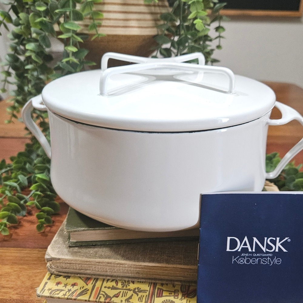 Dansk Kobenstyle White 2 Qt Enamel Casserole Dutch Oven w/ Lid JHQ New